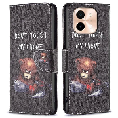 For vivo Y28 4G Case Leather Wallet Stand Phone Cover Pattern Printing