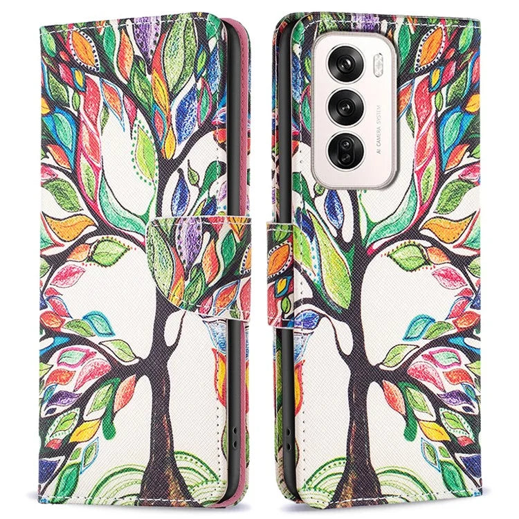 For Oppo Reno12 5G (Global) Case Pattern Print PU Leather Phone Cover