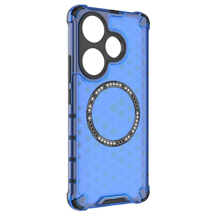 For Xiaomi Poco F6 5G / Redmi Turbo 3 5G Magnetic Case Honeycomb TPU+PC Cell Phone Cover