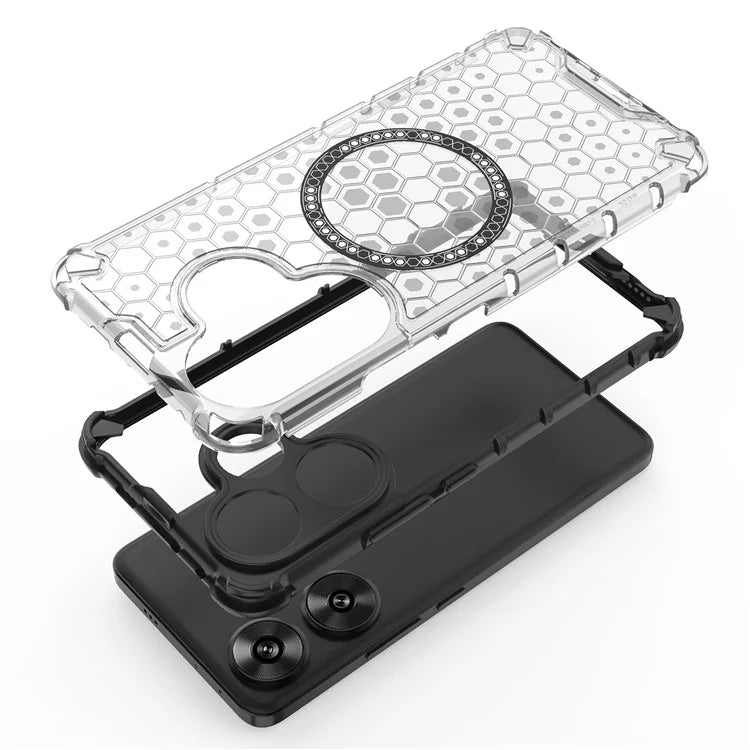 For Xiaomi Poco F6 5G / Redmi Turbo 3 5G Magnetic Case Honeycomb TPU+PC Cell Phone Cover