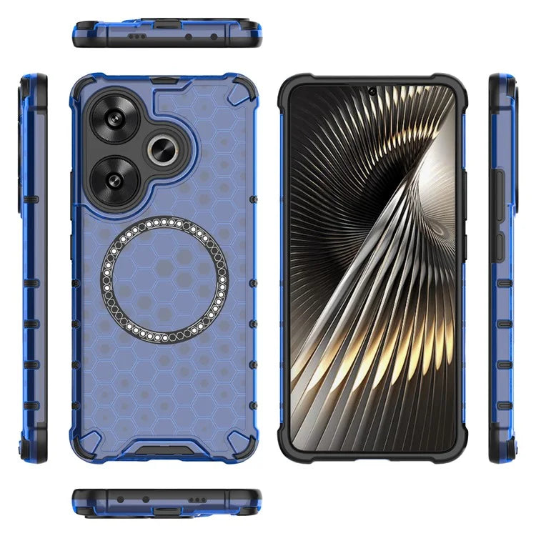 For Xiaomi Poco F6 5G / Redmi Turbo 3 5G Magnetic Case Honeycomb TPU+PC Cell Phone Cover