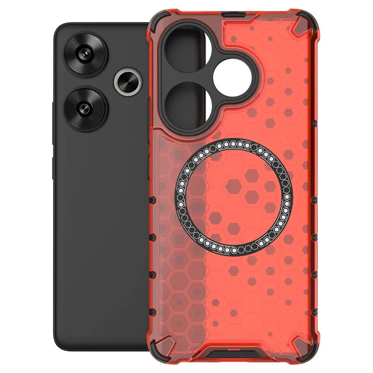 For Xiaomi Poco F6 5G / Redmi Turbo 3 5G Magnetic Case Honeycomb TPU+PC Cell Phone Cover