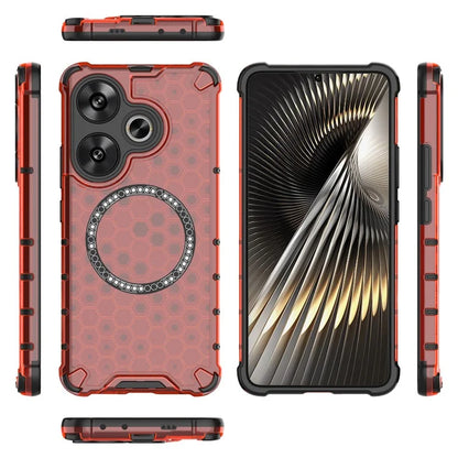 For Xiaomi Poco F6 5G / Redmi Turbo 3 5G Magnetic Case Honeycomb TPU+PC Cell Phone Cover