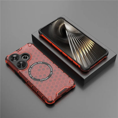 For Xiaomi Poco F6 5G / Redmi Turbo 3 5G Magnetic Case Honeycomb TPU+PC Cell Phone Cover