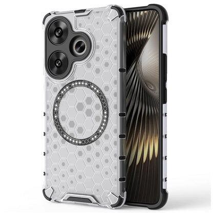For Xiaomi Poco F6 5G / Redmi Turbo 3 5G Magnetic Case Honeycomb TPU+PC Cell Phone Cover