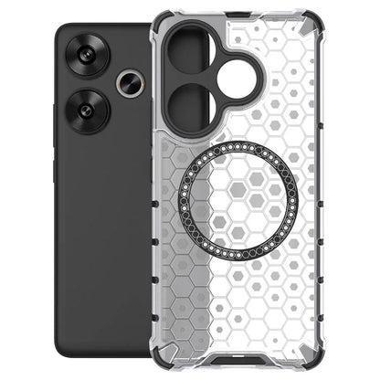 For Xiaomi Poco F6 5G / Redmi Turbo 3 5G Magnetic Case Honeycomb TPU+PC Cell Phone Cover