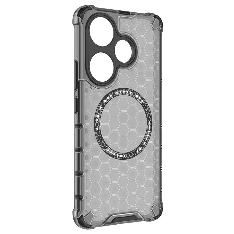 For Xiaomi Poco F6 5G / Redmi Turbo 3 5G Magnetic Case Honeycomb TPU+PC Cell Phone Cover