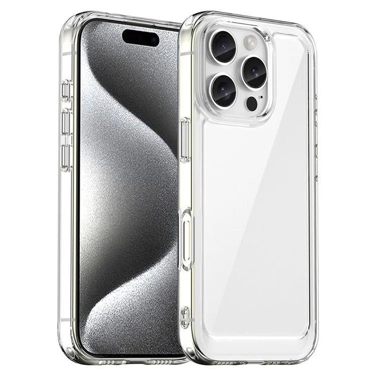 For iPhone 16 Pro Clear Case TPU + Acrylic Back Cover (Big Rear Lens Hole)