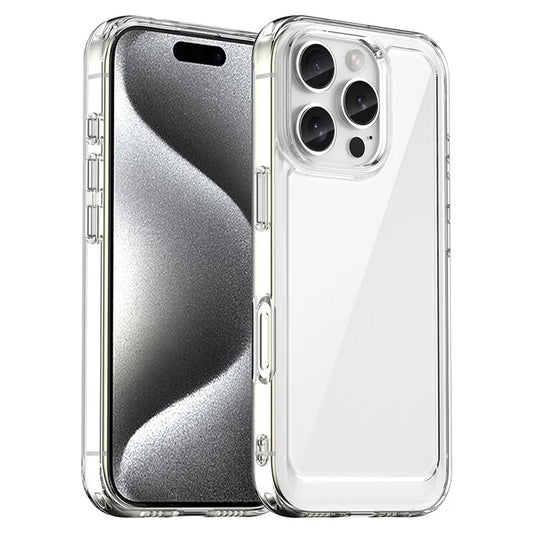 For iPhone 16 Pro Clear Case TPU + Acrylic Back Cover (Big Rear Lens Hole)