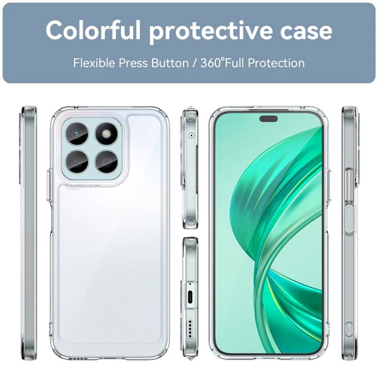For Honor X8b 4G Clear Case Electroplating Buttons (Big Rear Lens Hole)