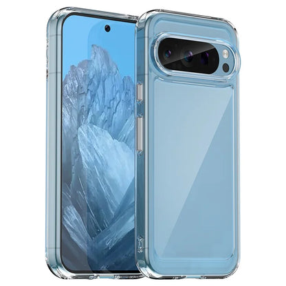 For Google Pixel 9 / 9 Pro Transparent Case Electroplating Buttons (Big Rear Lens Hole)