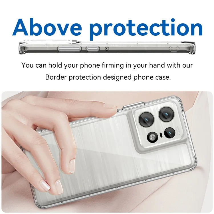 For Motorola Edge 50 Pro 5G Case Transparent Electroplating Buttons (Big Rear Lens Hole)