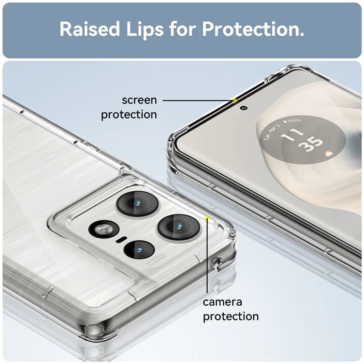 For Motorola Edge 50 Pro 5G Case Transparent Electroplating Buttons (Big Rear Lens Hole)
