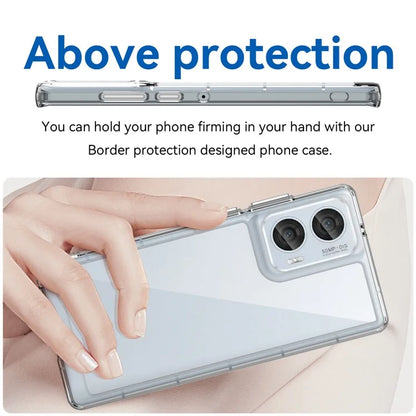 For Motorola Edge 50 Fusion 5G Case Clear Phone Cover with Electroplated Buttons (Big Rear Lens Hole)