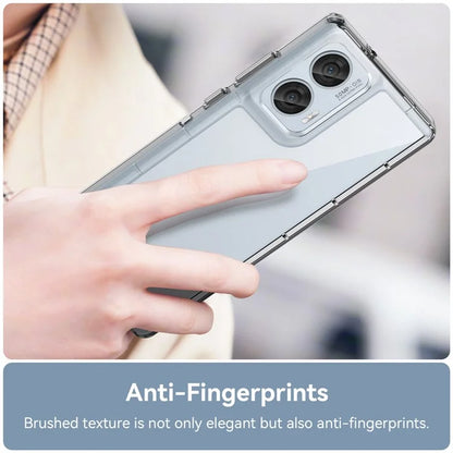 For Motorola Edge 50 Fusion 5G Case Clear Phone Cover with Electroplated Buttons (Big Rear Lens Hole)