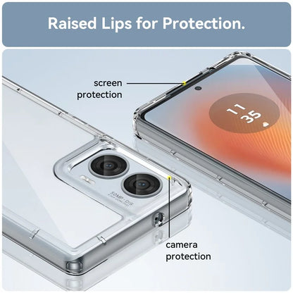For Motorola Edge 50 Fusion 5G Case Clear Phone Cover with Electroplated Buttons (Big Rear Lens Hole)