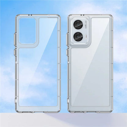 For Motorola Edge 50 Fusion 5G Case Clear Phone Cover with Electroplated Buttons (Big Rear Lens Hole)