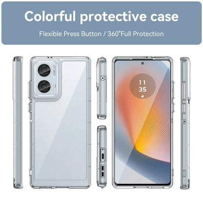 For Motorola Edge 50 Fusion 5G Case Clear Phone Cover with Electroplated Buttons (Big Rear Lens Hole)