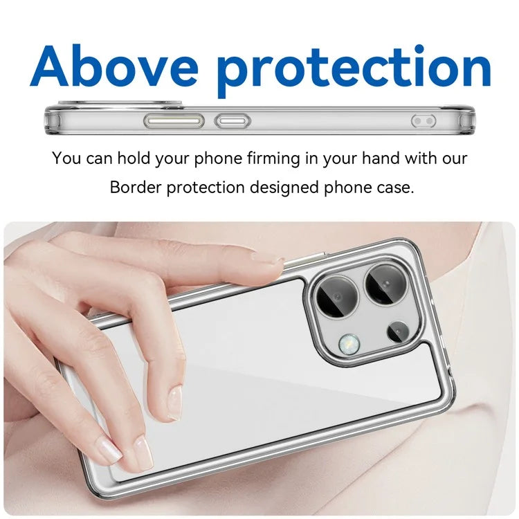 For Xiaomi Redmi Note 13 4G Case Ultra-Transparent Phone Cover with Electroplated Buttons (Big Rear Lens Hole)