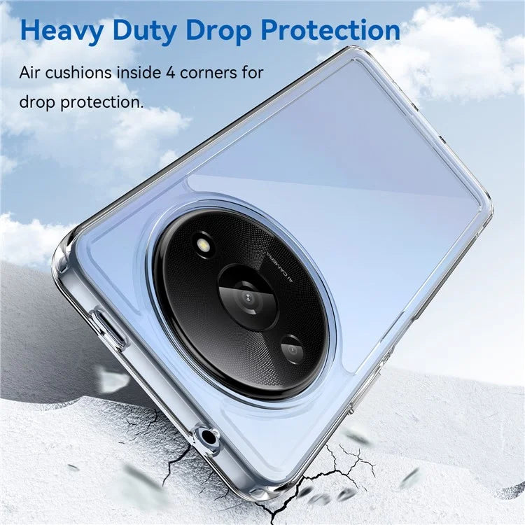 For Xiaomi Redmi A3  /  Poco C61 4G Case Clear Phone Cover with Electroplated Buttons (Big Rear Lens Hole)