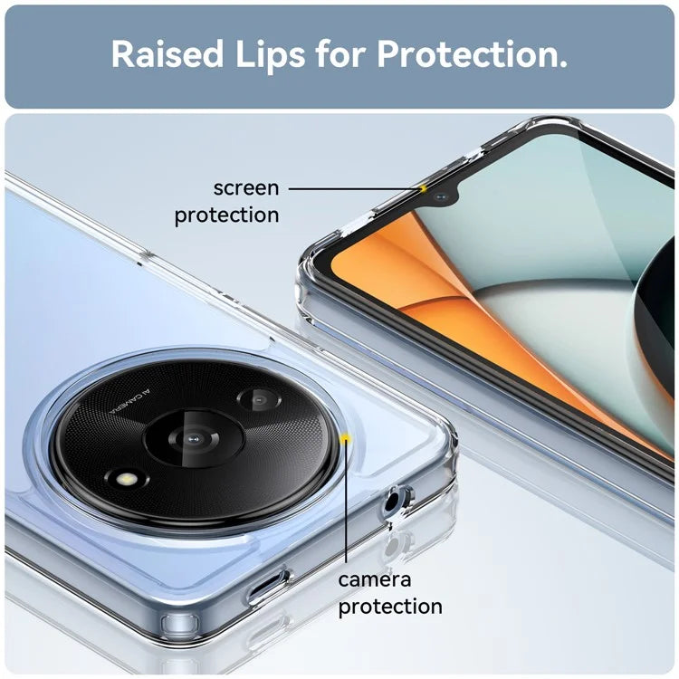 For Xiaomi Redmi A3  /  Poco C61 4G Case Clear Phone Cover with Electroplated Buttons (Big Rear Lens Hole)