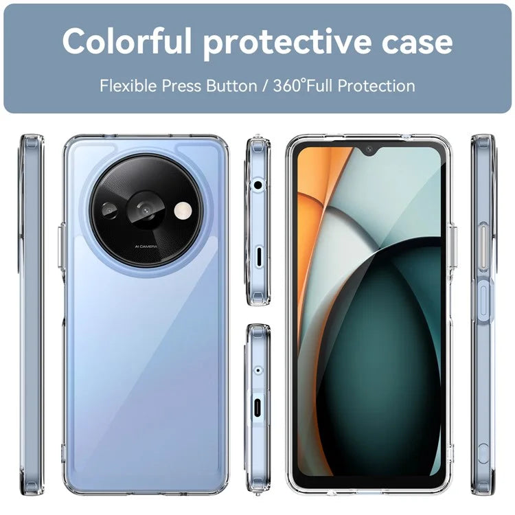 For Xiaomi Redmi A3  /  Poco C61 4G Case Clear Phone Cover with Electroplated Buttons (Big Rear Lens Hole)
