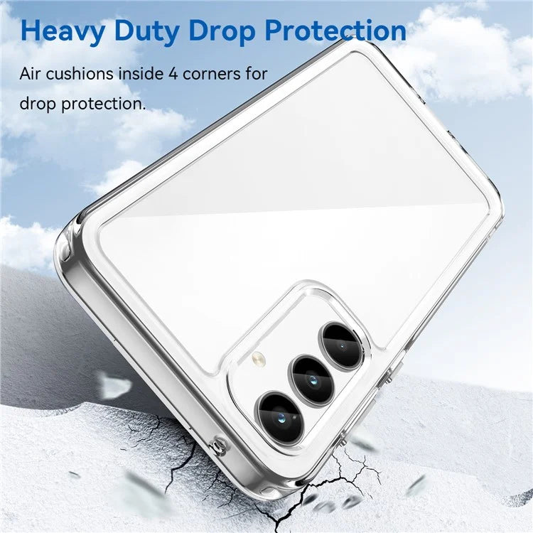 For Samsung Galaxy A35 5G Case Crystal Clear Phone Cover with Electroplated Buttons (Big Rear Lens Hole)