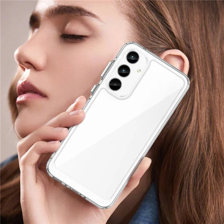For Samsung Galaxy A35 5G Case Crystal Clear Phone Cover with Electroplated Buttons (Big Rear Lens Hole)