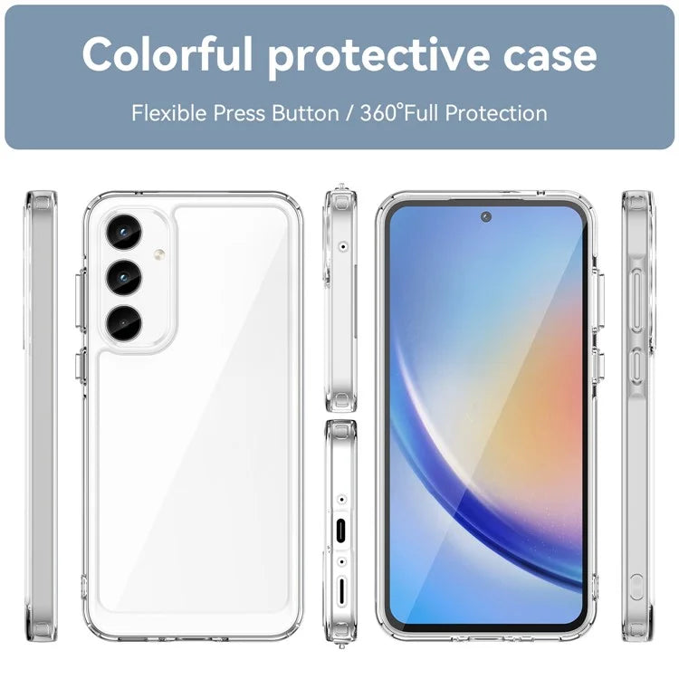 For Samsung Galaxy A35 5G Case Crystal Clear Phone Cover with Electroplated Buttons (Big Rear Lens Hole)