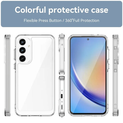 For Samsung Galaxy A35 5G Case Crystal Clear Phone Cover with Electroplated Buttons (Big Rear Lens Hole)