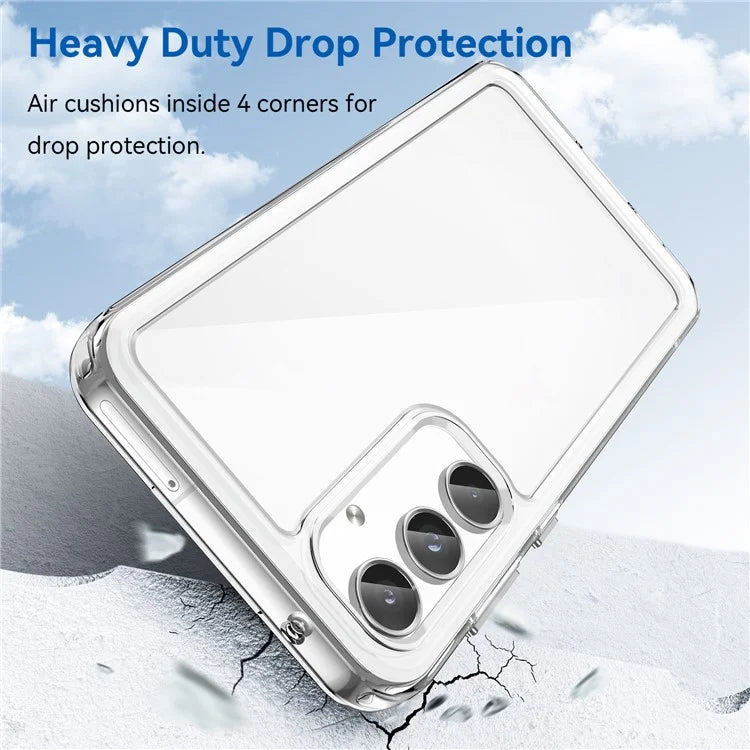 For Samsung Galaxy A55 5G Case Ultra-Transparent Phone Cover with Electroplated Buttons (Big Rear Lens Hole)