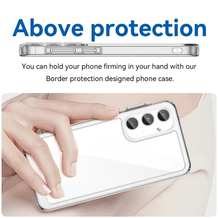 For Samsung Galaxy A55 5G Case Ultra-Transparent Phone Cover with Electroplated Buttons (Big Rear Lens Hole)
