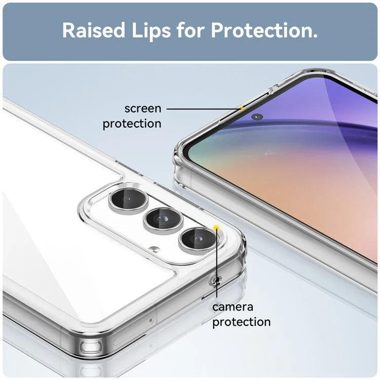 For Samsung Galaxy A55 5G Case Ultra-Transparent Phone Cover with Electroplated Buttons (Big Rear Lens Hole)