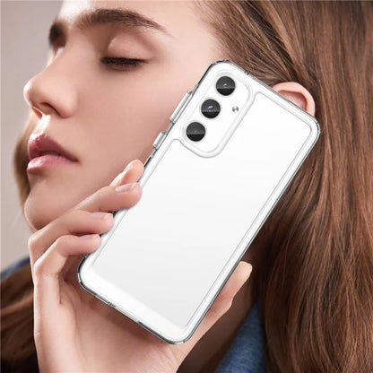 For Samsung Galaxy A55 5G Case Ultra-Transparent Phone Cover with Electroplated Buttons (Big Rear Lens Hole)