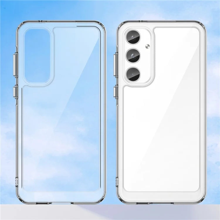 For Samsung Galaxy A55 5G Case Ultra-Transparent Phone Cover with Electroplated Buttons (Big Rear Lens Hole)