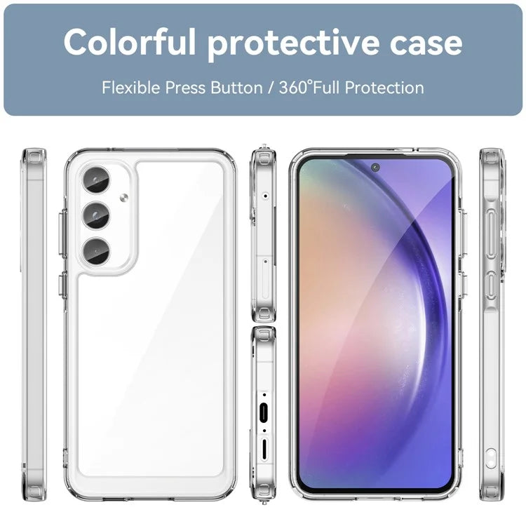 For Samsung Galaxy A55 5G Case Ultra-Transparent Phone Cover with Electroplated Buttons (Big Rear Lens Hole)