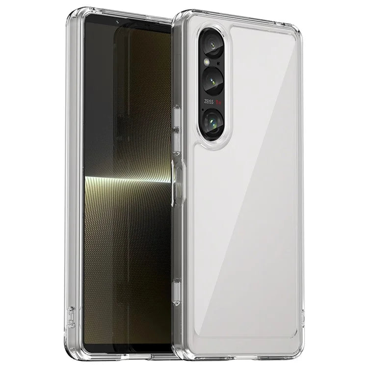 For Sony Xperia 1 VI Case Ultra-Transparent Phone Cover with Electroplated Buttons (Big Rear Lens Hole)