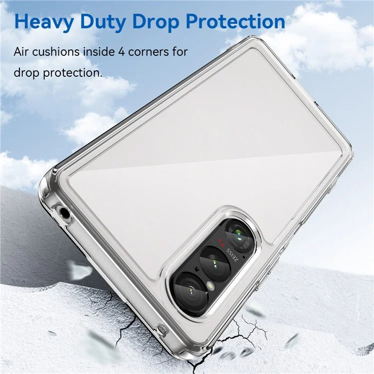 For Sony Xperia 1 VI Case Ultra-Transparent Phone Cover with Electroplated Buttons (Big Rear Lens Hole)