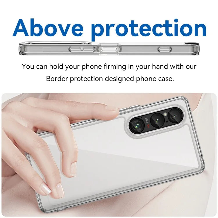 For Sony Xperia 1 VI Case Ultra-Transparent Phone Cover with Electroplated Buttons (Big Rear Lens Hole)