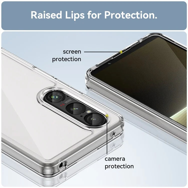 For Sony Xperia 1 VI Case Ultra-Transparent Phone Cover with Electroplated Buttons (Big Rear Lens Hole)