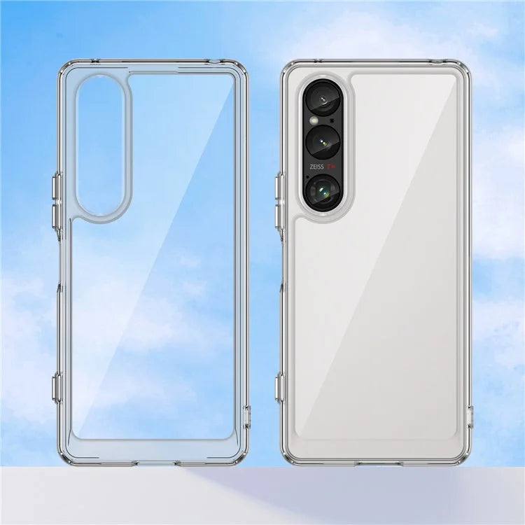 For Sony Xperia 1 VI Case Ultra-Transparent Phone Cover with Electroplated Buttons (Big Rear Lens Hole)