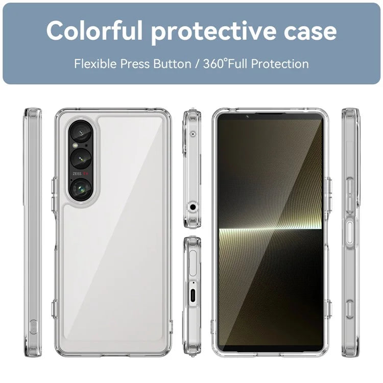 For Sony Xperia 1 VI Case Ultra-Transparent Phone Cover with Electroplated Buttons (Big Rear Lens Hole)