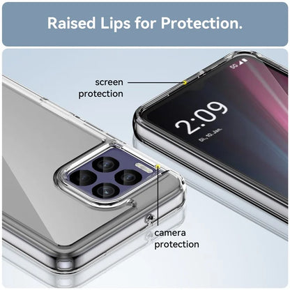 For T-Mobile REVVL 7 Pro Case Crystal Clear Phone Cover with Electroplated Buttons (Big Rear Lens Hole)