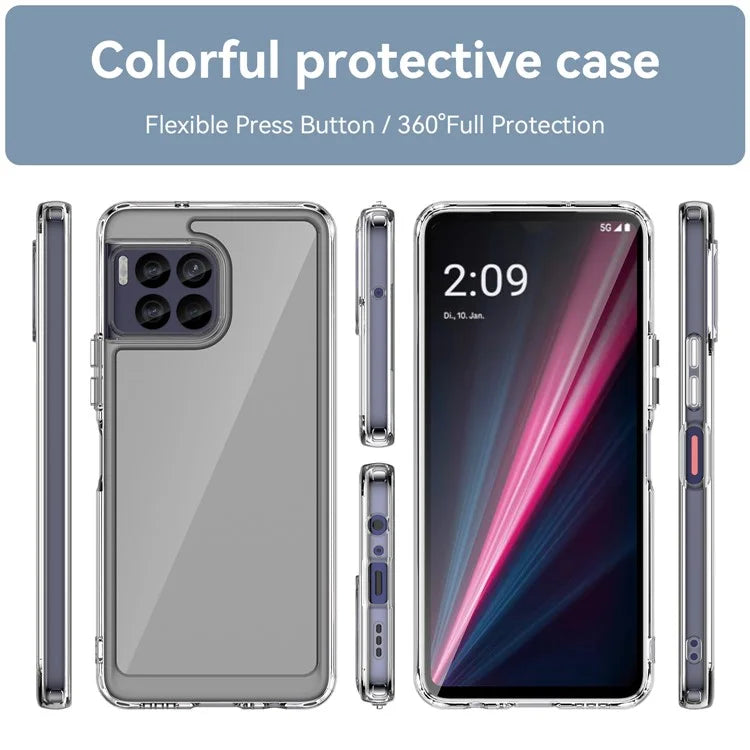 For T-Mobile REVVL 7 Pro Case Crystal Clear Phone Cover with Electroplated Buttons (Big Rear Lens Hole)