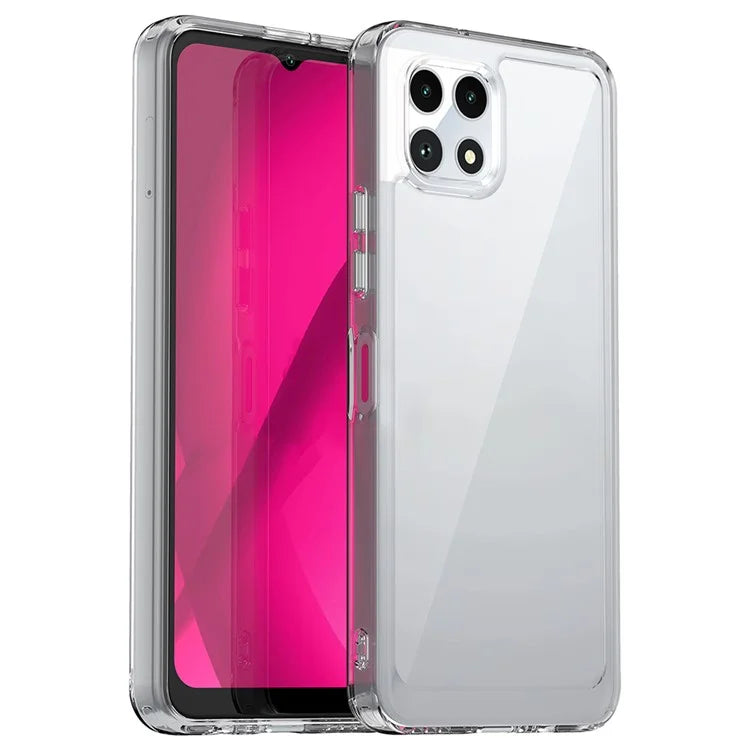 For T-Mobile REVVL 7 Case Ultra Clear Phone Cover with Electroplated Buttons (Big Rear Lens Hole)