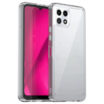 For T-Mobile REVVL 7 Case Ultra Clear Phone Cover with Electroplated Buttons (Big Rear Lens Hole)