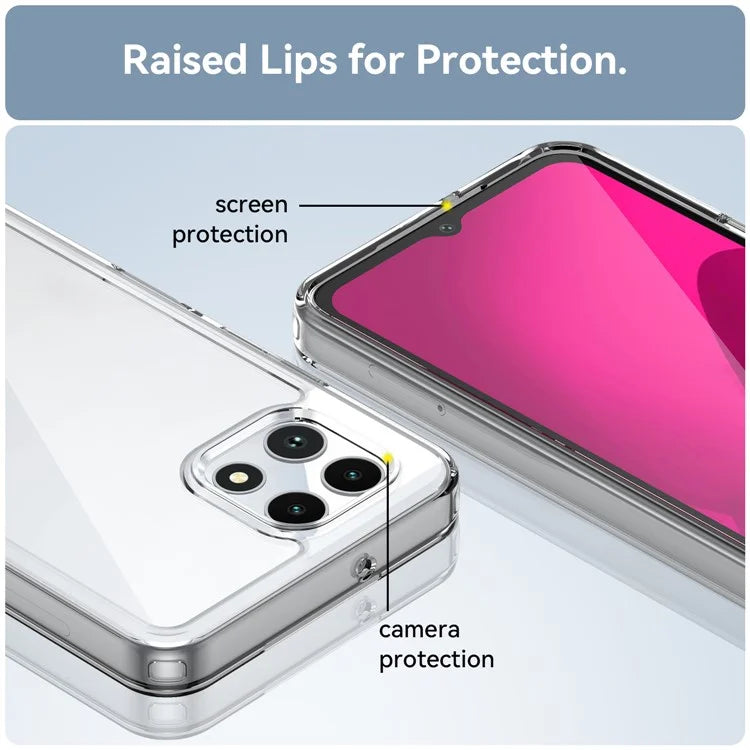 For T-Mobile REVVL 7 Case Ultra Clear Phone Cover with Electroplated Buttons (Big Rear Lens Hole)