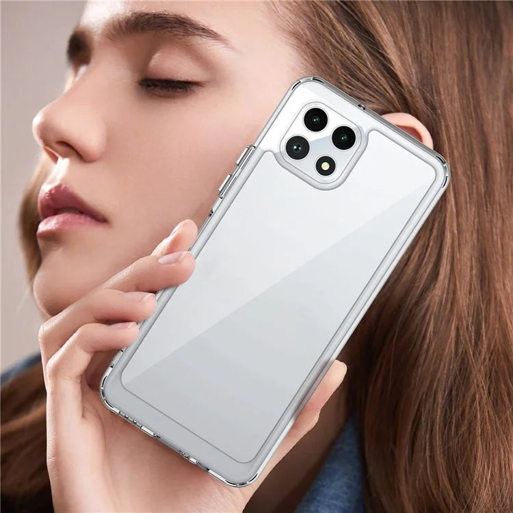For T-Mobile REVVL 7 Case Ultra Clear Phone Cover with Electroplated Buttons (Big Rear Lens Hole)