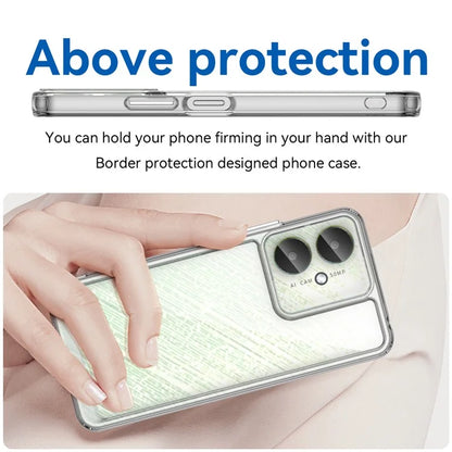 For Xiaomi Redmi 13C 4G  /  5G  /  13R 5G  /  Poco M6 5G Case Electroplated Buttons Clear Phone Cover (Big Rear Lens Hole)