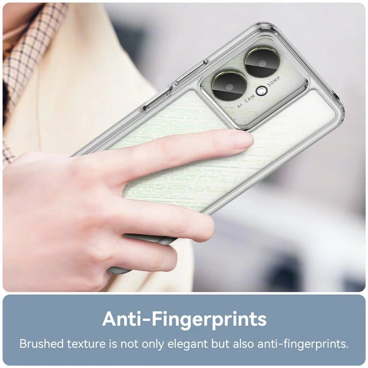 For Xiaomi Redmi 13C 4G  /  5G  /  13R 5G  /  Poco M6 5G Case Electroplated Buttons Clear Phone Cover (Big Rear Lens Hole)